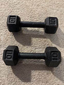 10 lb Cast Iron Hex Dumbbells Pair