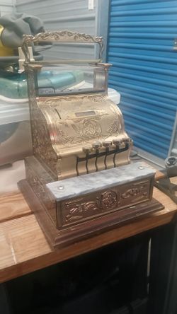 Antique-Style Brass Cash Register 1985 Reproduction