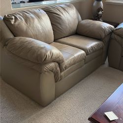 Hardly Used, Leather Sofa And Love Seat, 