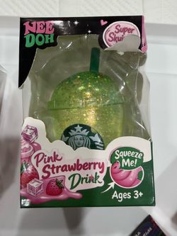 Nee Doh Pink Strawberry Drink Squeeze Toy