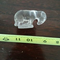 clear glass animal figurine, likely a vintage donkey
