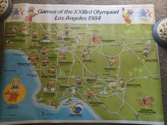 Vintage RARE Olympiad 1984 Olympic map
