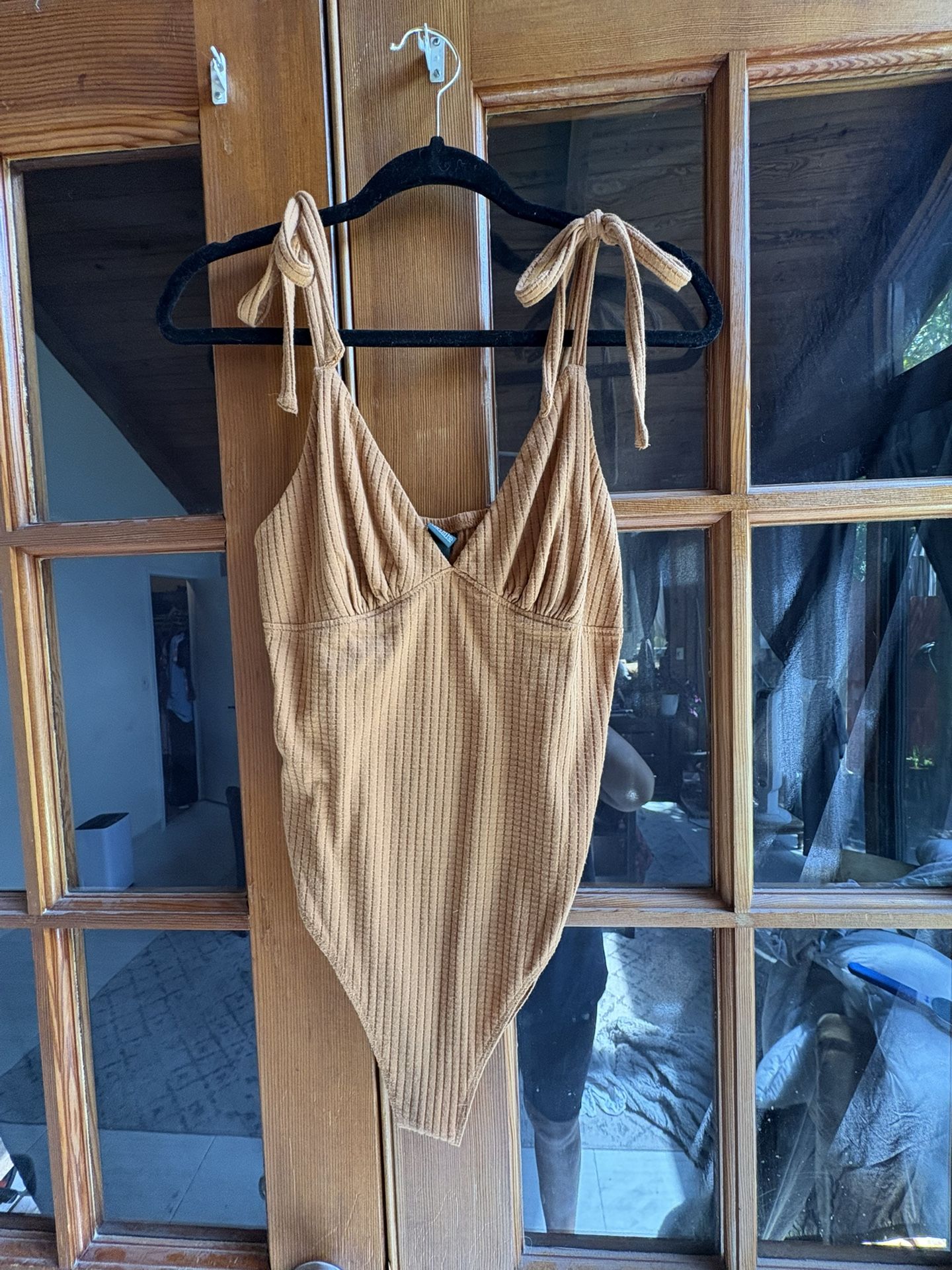 P.S. Kate beige tank w/ floral criss-cross back Size medium, runs a little small