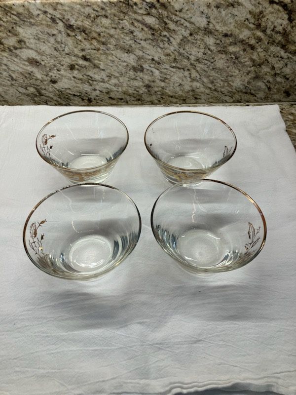 Elegant Vintage Mid Century Dessert Libby Hostess Glass Set Set Of Four