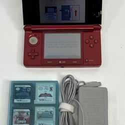 Nintendo 3DS Flame Red CTR-001 Handheld Console Bundle