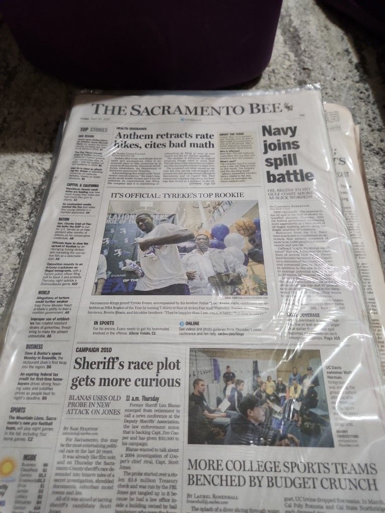 2010 rookie of the year tyreke evans newspaper