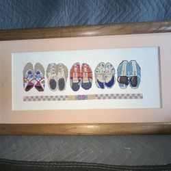 Needlepoint Moccasins In Oak Frame 