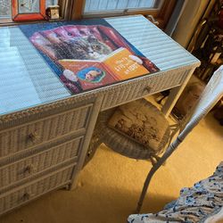 Wicker Desk And Chair