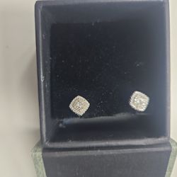 Sliver 925 Diamond   Cluster  Earing 