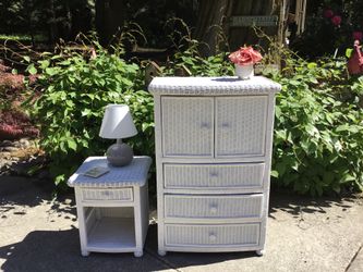 Beautiful Pier one wicker dresser and nightstand