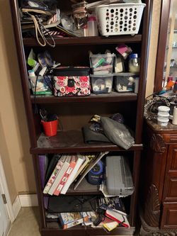 Dark Wood 5-Shelf Bookcase
