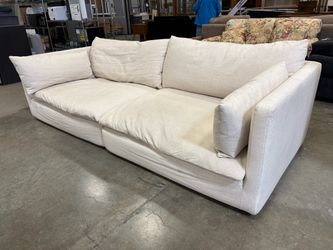 CRATE AND BARREL 2 Piece Down Filled Grand Sofa with Oatmeal Beige Cotton Blend Cover