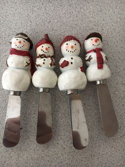 set of 4 Snowman cheese spreaders