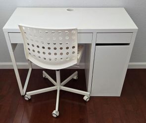 White Desk with Storage + Chair Included