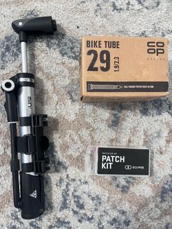 Topeak Mini Morph bike pump co-op 29inch bike tube patch kit
