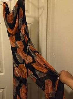 Autumn leaves flowy material tube style jumpsuit