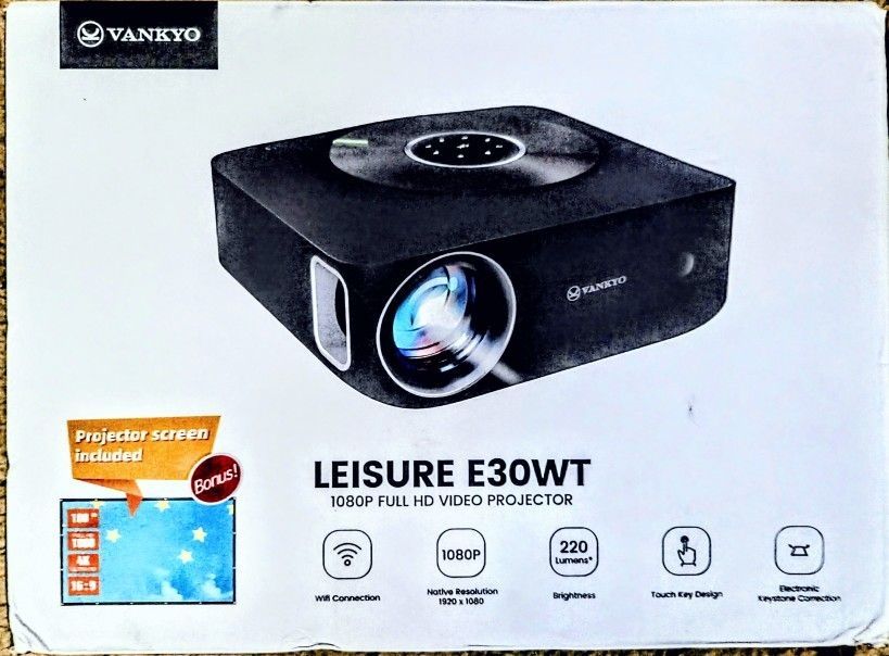 Vankyo Leisure E30WT Projector + Mount
