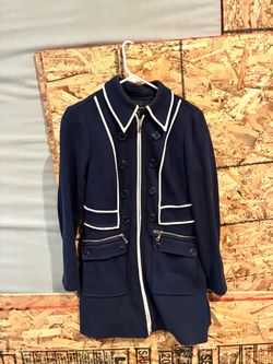 Vintage INC Navy Blue Military-Style Zip-Up Coat