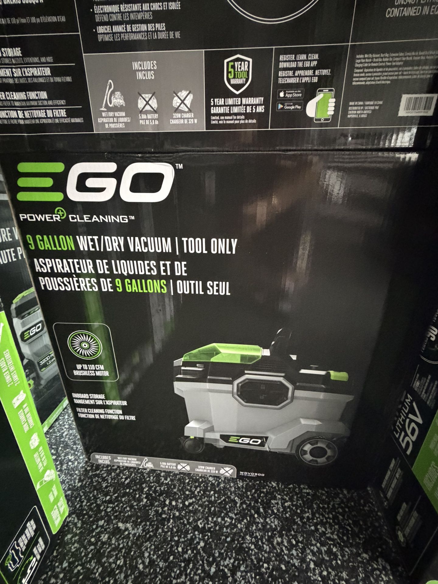 EGO Power + Cleaning 56V 9 Gallon Wet/Dry Vacuum Cleaner WDV0904 Ego Power+ 9 Gallon Wet/dry Vacuum (Bare Tool)