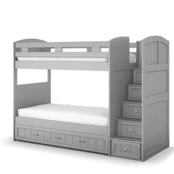 Kids Cottage Colors Gray Twin/Twin Step Bunk Bed