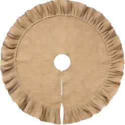 30Inch Christmas Tree Skirt Decorations Linen Burlap Tree Skirt Round Xmas Cover for Christmas Party Mat Fall Indoor Clearance Outdoor Holiday 