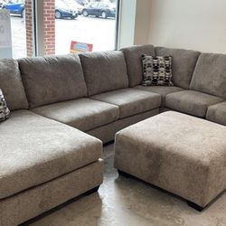 OM• $38 Initial • Brand New Ballinasloe 3 Piece Sectional With Chaise U Shaped Couch 