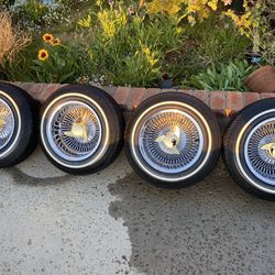 13/ 7 Low rider Wheels With Gold Knock Offs