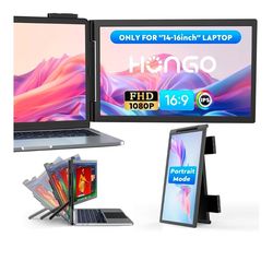 Laptop Screen Extender,14" FHD 1080P IPS Dual Screen,Attachment Screen Extended Extra Screen, Portable Monitor for Laptops 14-16" with USB-C/HDMI Port