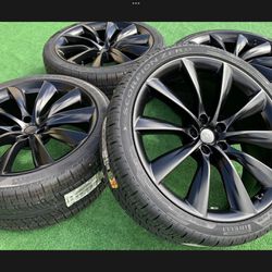 Tesla Model X 22 Turbine Wheels Onyx Black Pirelli OEM Spec Tires FAST SHIP