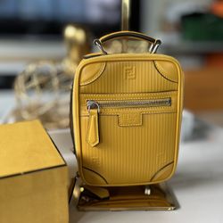 Fendi Zip Around Suitcase Bag  Zucchino Mini Yellow