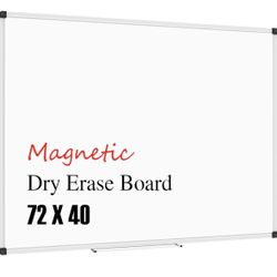 XBoard Magnetic Whiteboard 72 x 40 Inch, Large Dry Erase White Board for Wall with Marker Tray 6' x 3' | Aluminum Frame Message Presentation Board