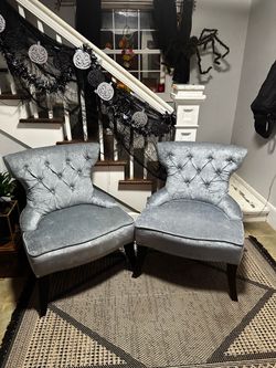 Set of 2 Avenue Six Colton Blue Velvet Accent Chairs