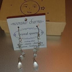 Moonstar Charms Crystal Quartz Earrings. Brand New In Box