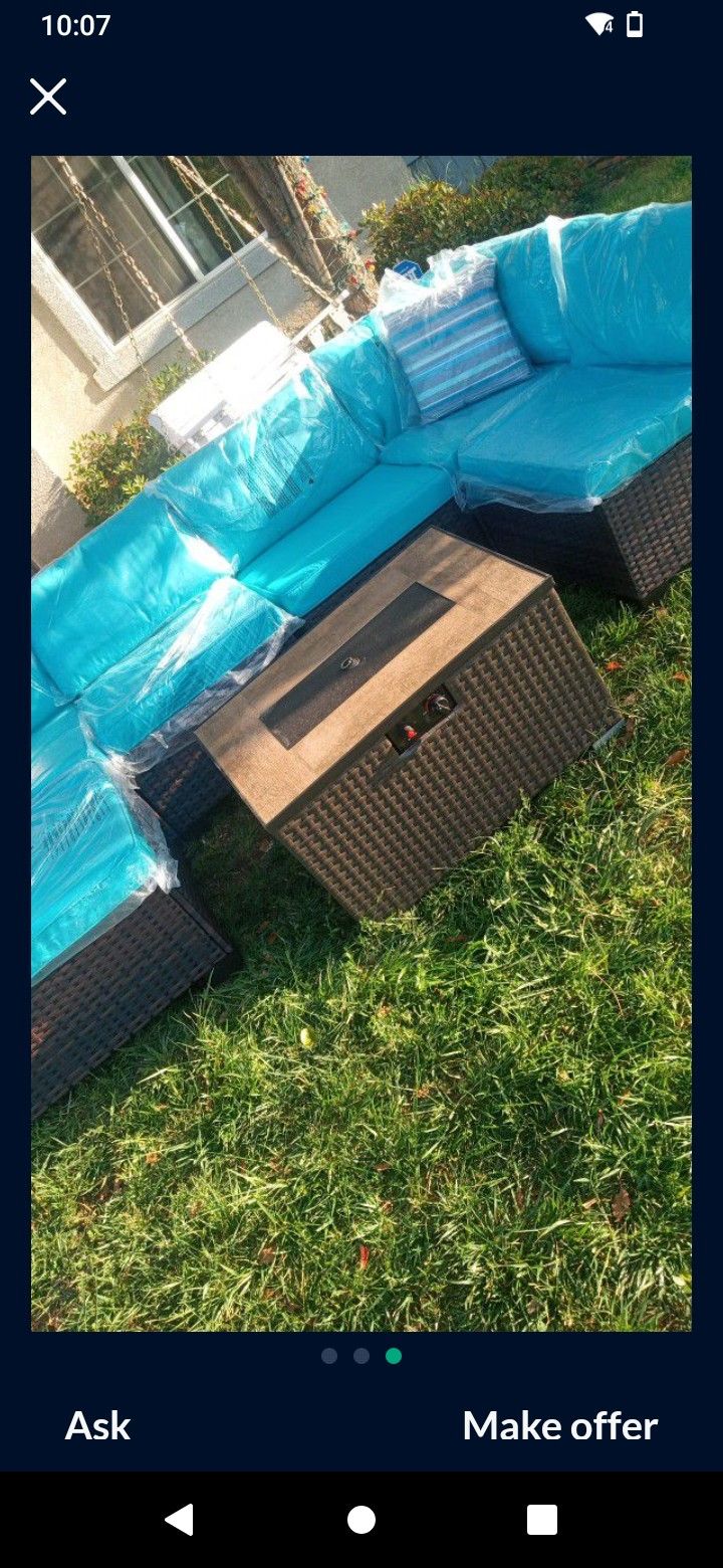 Chat Patio Furniture Set Propane Fire Pit Outdoor Furniture Outdoor Patio Furniture Set Patio Chairs Patio Sofa Patio Couch Brand New Patio Set Home & Garden