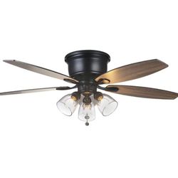Hampton Bay Stoneridge 52 in. Indoor LED Matte Black Hugger Ceiling Fan - New