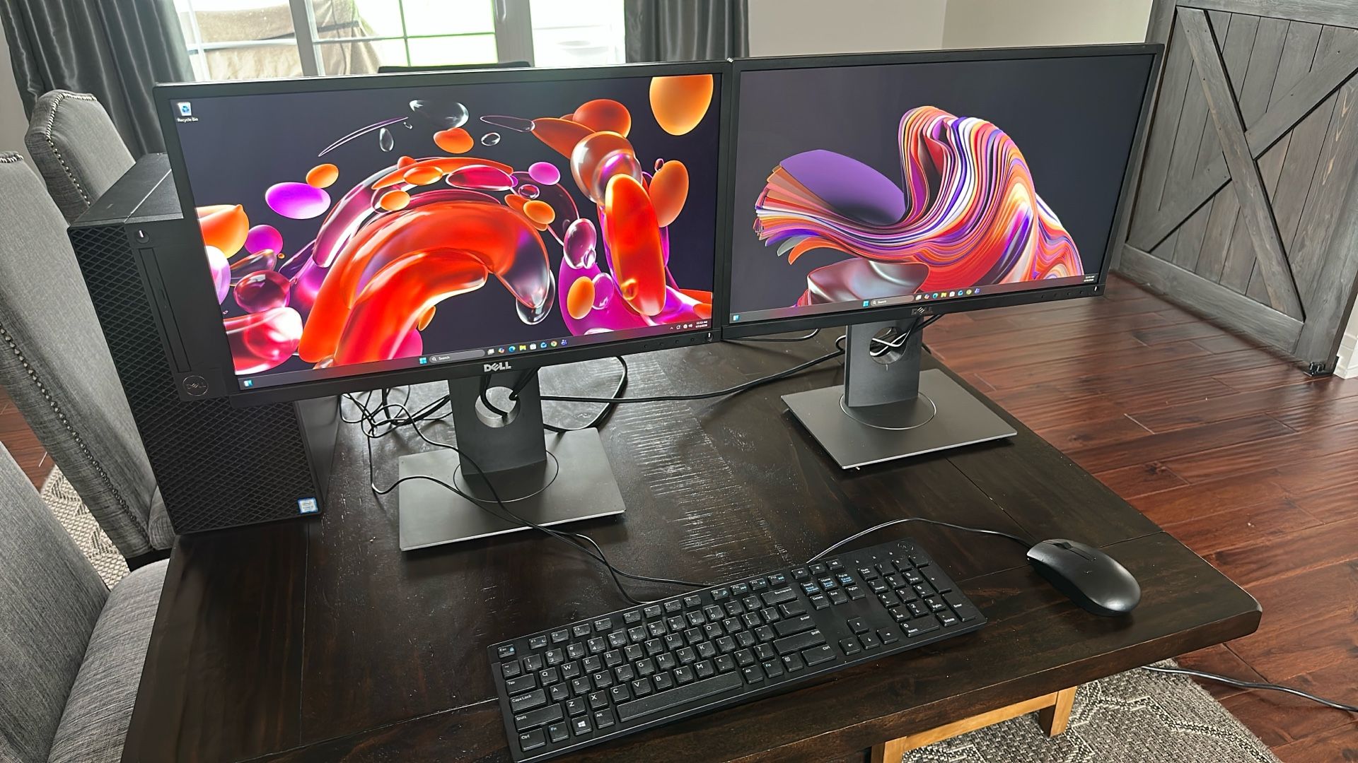 Dell PC Set With Dual 22” LCD Windows 11 Pro 500 GB SSD 16 GB Ram