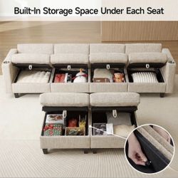 🛋️ Basically New Modular Cloud Couch (Storage, Chargers, & Cup Holders!)