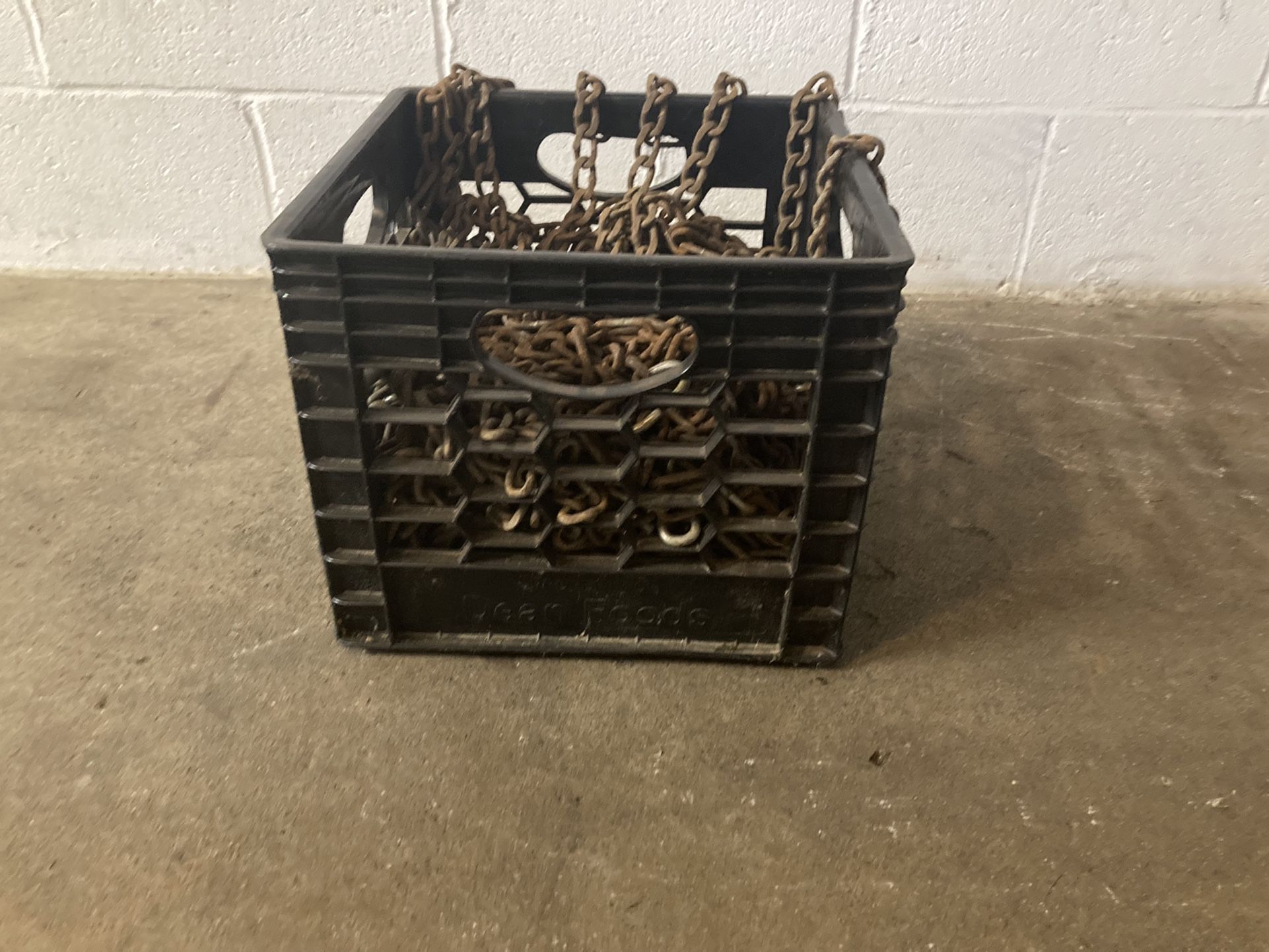 Crate of Tractor Tire Chains