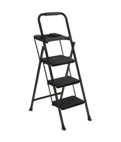 3-Step Folding Step Ladder with Tool Tray