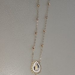 925 Sterling Silver Cross And Virgin Mary Necklace 