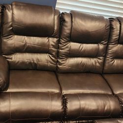 Ashley Vacherie Brown Reclining Sofa And Loveseat Set