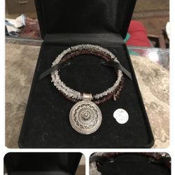 Vintage Sterling Silver Pendant Necklace In Box 