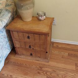 2 Farmhouse Style Wooden  Nightstands and Chest