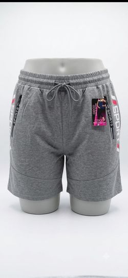 Gray Sports Shorts with Zipper Pockets