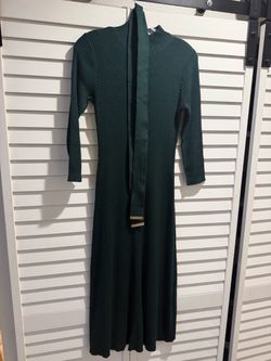 Dark Green Ribbed Knit Maxi Dress
