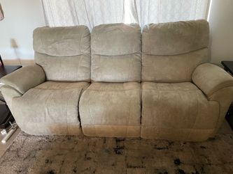 Couch with dual reclining chair seats! 85” wide, 40” deep, adds roughly 18” when reclined!