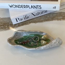 Handmade Clay Leaf Catchall Tray, jewelry tray, housewarming gift. 