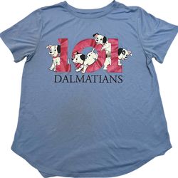Disney 101 Dalmatians Light Blue Shirt Youth XL 15-17 Short Sleeve Crew Neck 