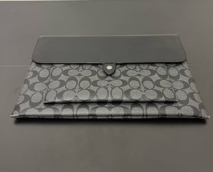 Coach Laptop Sleeve 13” – Charcoal Signature Canvas & Black Leather | New Without Tags (NWOT)