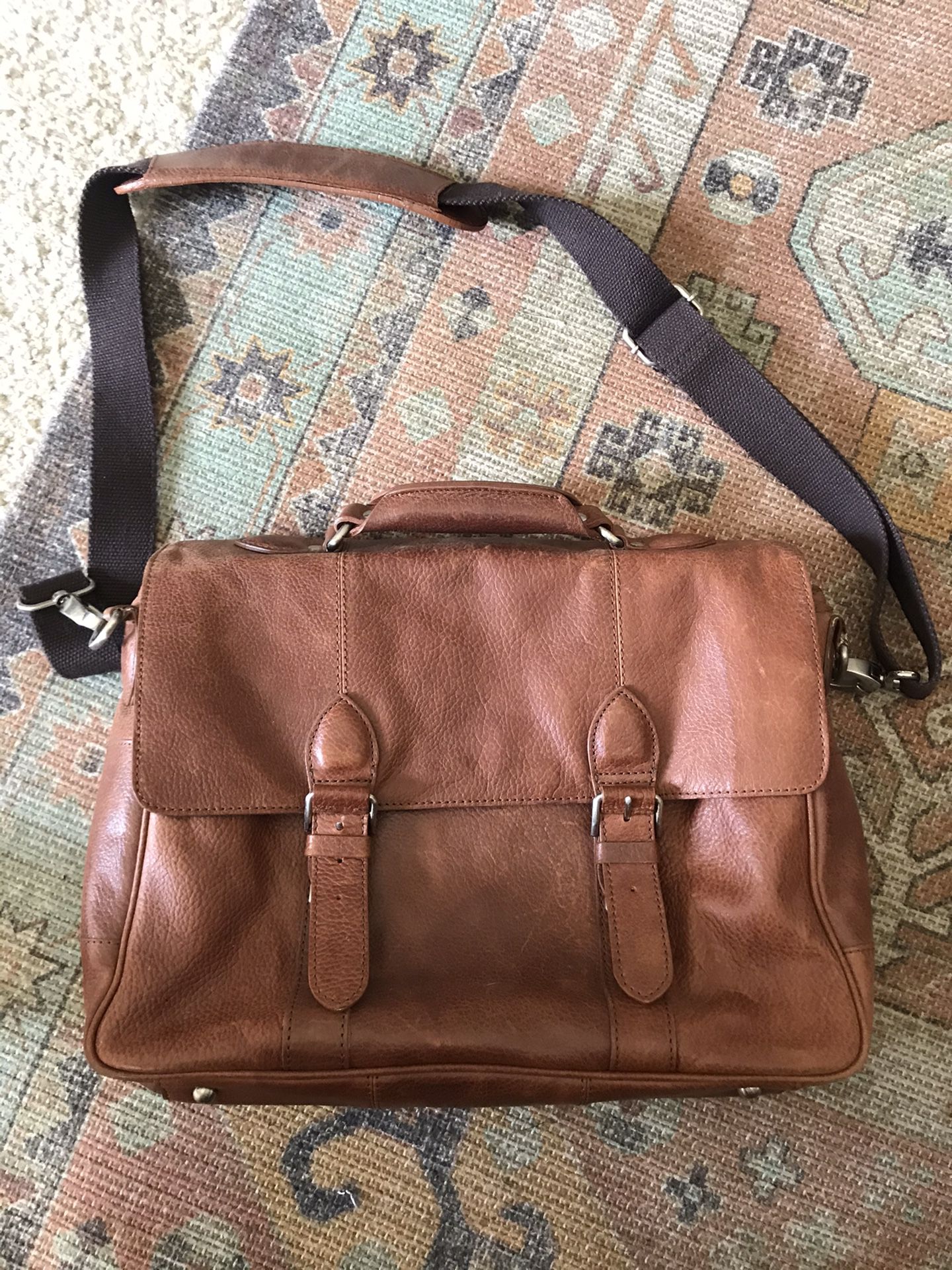 British Belt Company Leather Laptop Messenger Bag